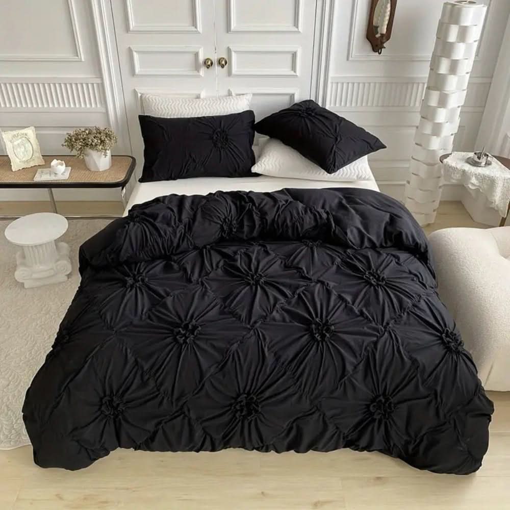 Zevolim| Elegant Ruffle Flower Duvet Cover Set made of Microfiber