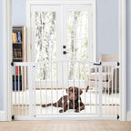 Emperor Rings Extra Wide Dog Gate w/ Door (59" - 86" W) Decorative Wrought Iron / Steel, Indoor Easy Pressure Mounted - 32" Tall