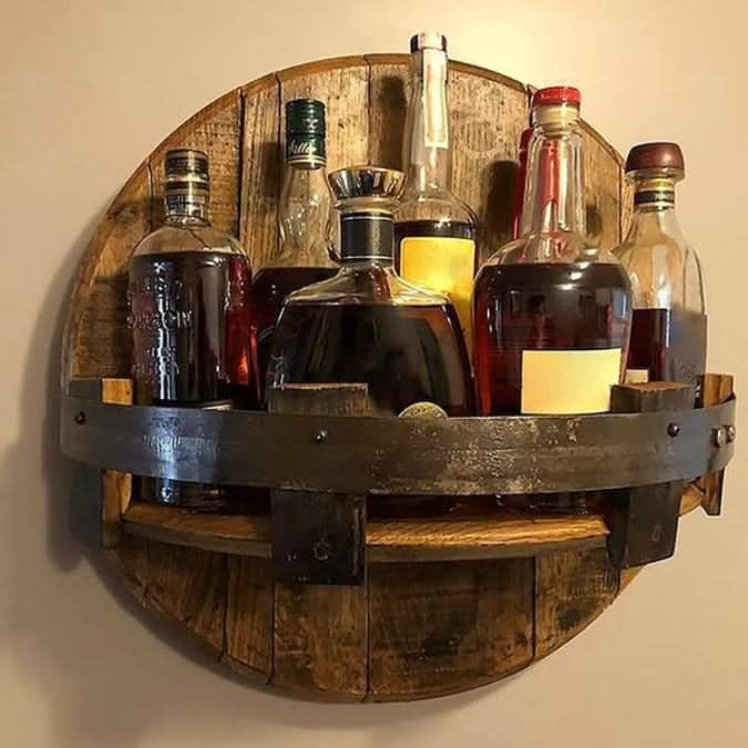 Handmade Wooden Wall Bottle Rack – 7 Bottles