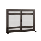 Indus Fireplace Screen- Modern Mission Wrought Iron, Freestanding Flat w/ Doors (44" W x 33" Tall)