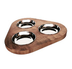 Fayette Lazy Susan - Designer Hardwood w/ Stainless Steel Bowls