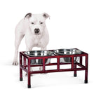 Four Square Double Diner - Modern Architectural Steel Elevated Dog Feeder (5.5" / 12" /  18" Tall)