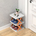 Narrow shoe rack made of wood for space-saving storage
