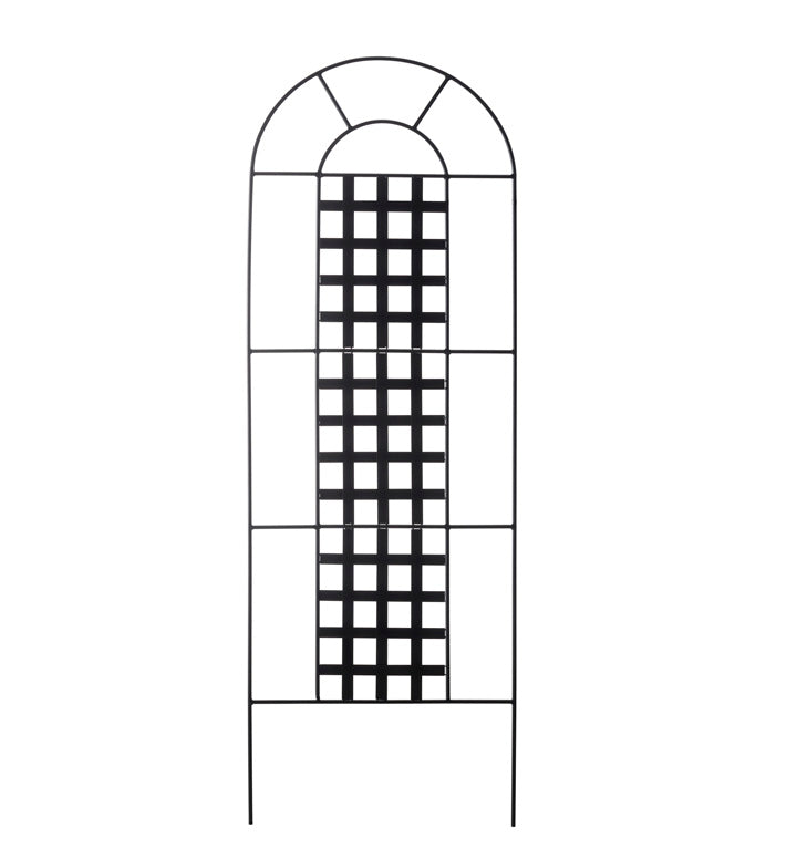 Chaucer Metal Plant Trellis - 72" Tall, Architectural Black Wrought Iron Metal, Single Panel w/ Feet, Indoor / Outdoor