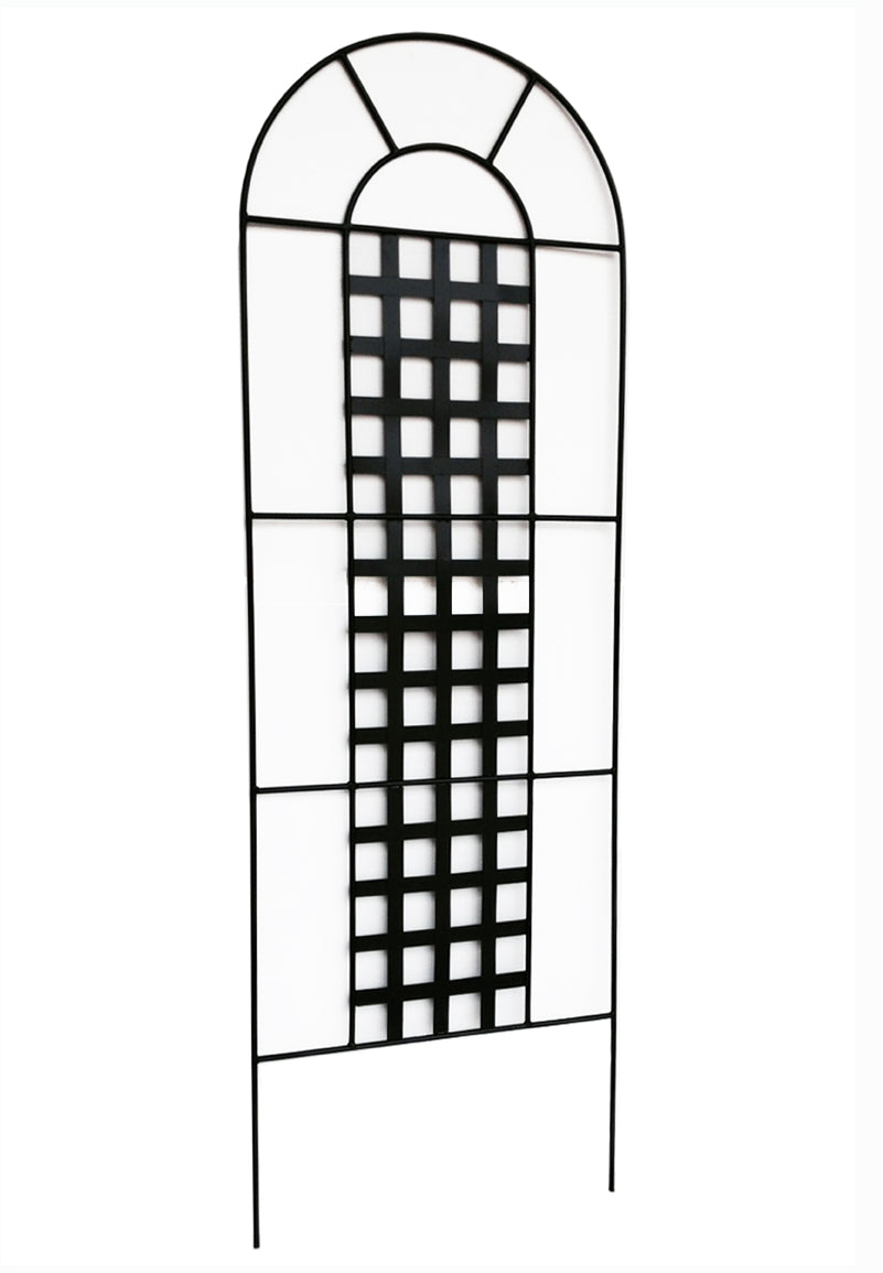 Chaucer Metal Plant Trellis - 72" Tall, Architectural Black Wrought Iron Metal, Single Panel w/ Feet, Indoor / Outdoor