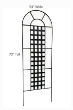 Chaucer Metal Plant Trellis - 72" Tall, Architectural Black Wrought Iron Metal, Single Panel w/ Feet, Indoor / Outdoor