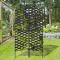 Camper Garden Screen - 72" Tall Plant Trellis, Modern Black Iron Metal, 2 Panel w/ Feet. Indoor / Outdoor
