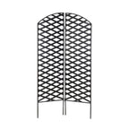 Camper Garden Screen - 72" Tall Plant Trellis, Modern Black Iron Metal, 2 Panel w/ Feet. Indoor / Outdoor