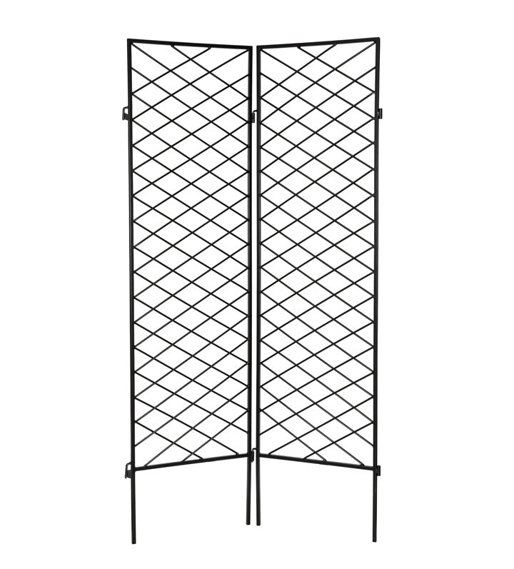Katerina Garden Screen - Architectural 72" Tall Wrought Iron Metal Trellis (2) Panels w/ Feet