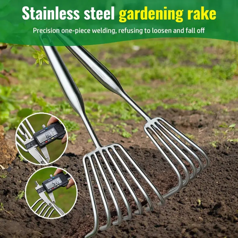 Zevolim| Garden rake made of stainless steel — Sturdy hand rake with non-slip grip
