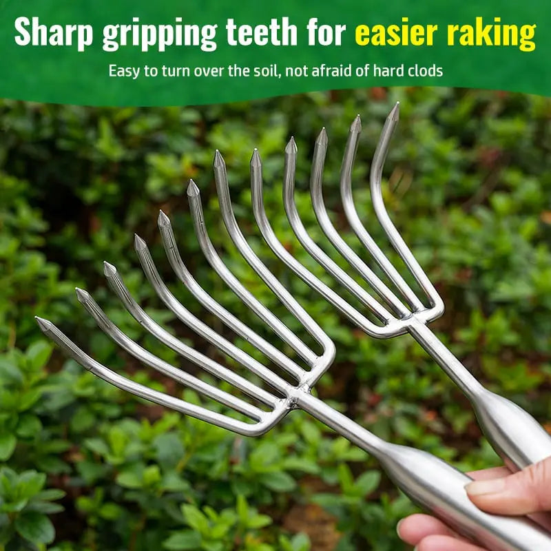 Zevolim| Garden rake made of stainless steel — Sturdy hand rake with non-slip grip