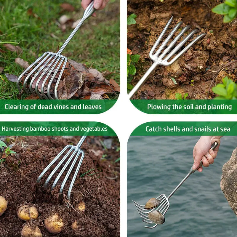 Zevolim| Garden rake made of stainless steel — Sturdy hand rake with non-slip grip