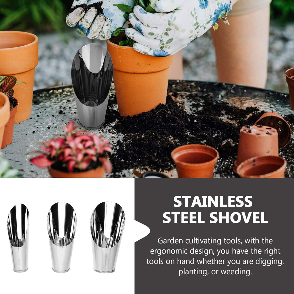 Zevolim| Stainless Steel Scoop for Potting Soil – Robust Planting Scoop for Garden and Balcony