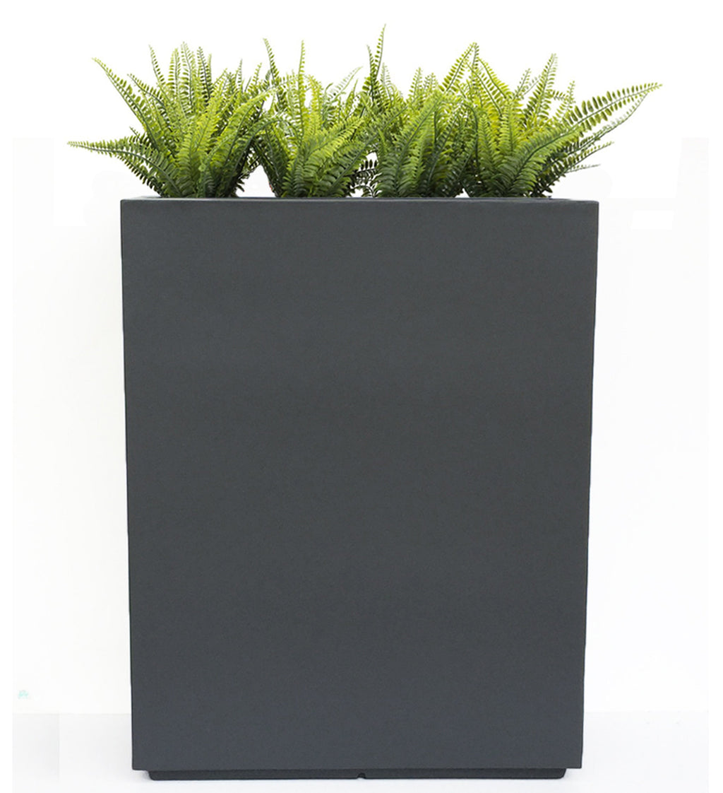Hamilton 30" Tall Privacy Planter - Modern Steel-Reinforced Fiberglass Block - Indoor / Outdoor (23" L x 12" W x 30" H)