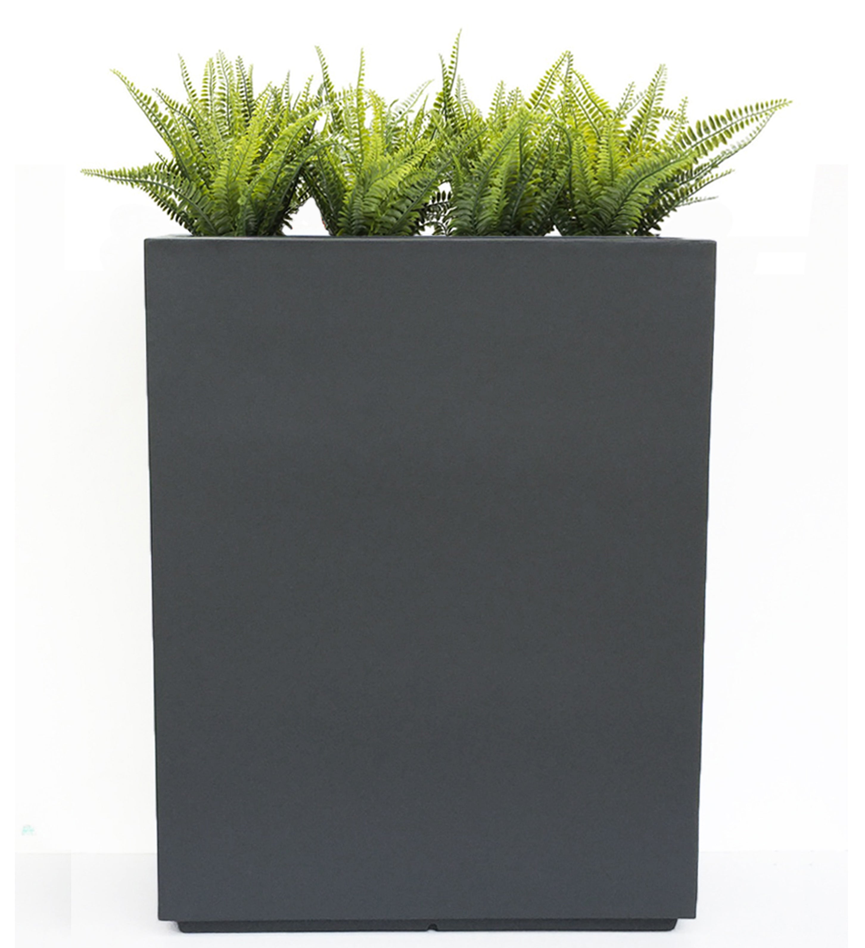 Hamilton 30" Tall Privacy Planter - Modern Steel-Reinforced Fiberglass Block - Indoor / Outdoor (23" L x 12" W x 30" H)