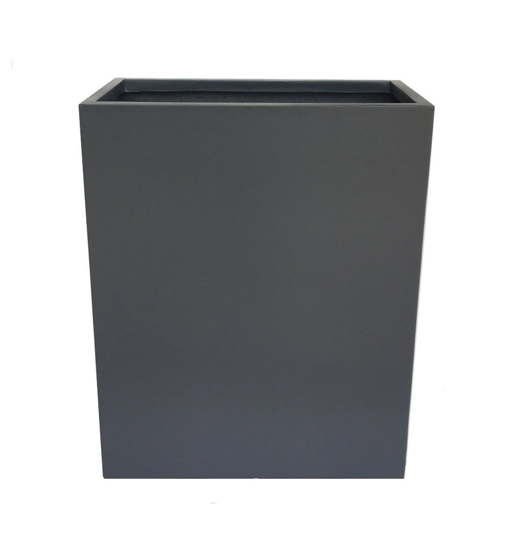 Hamilton 30" Tall Privacy Planter - Modern Steel-Reinforced Fiberglass Block - Indoor / Outdoor (23" L x 12" W x 30" H)