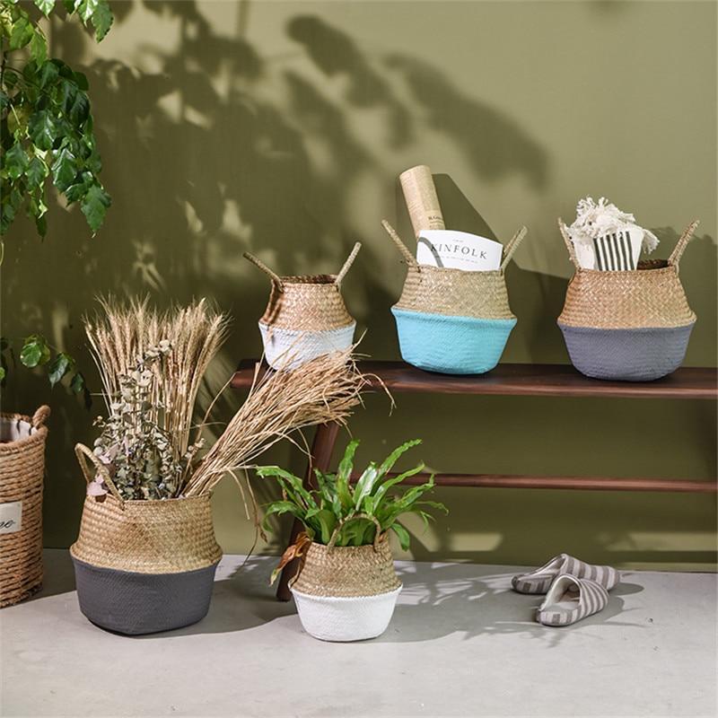 Grey & White Seagrass Basket