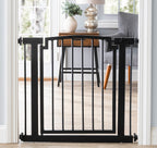 Harper Metal Dog Gate w/ Door (28.5" - 61.5" Extra Wide) Modern Black Steel, Indoor Easy Pressure Mounted (No Drill) 32" Tall