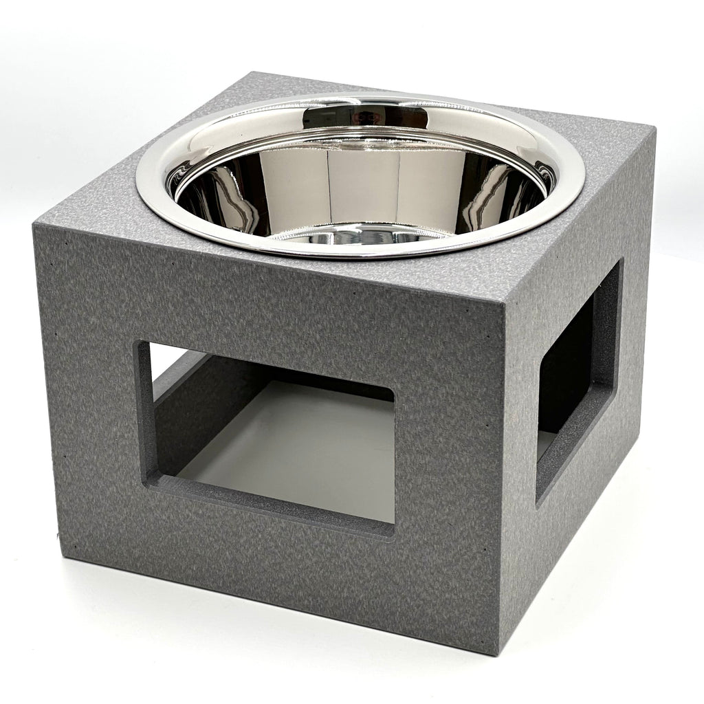 Porchside Single Diner - Modern Outdoor Weatherproof Raised Dog Bowl Stand (Medium 7" - Large Dog 12" Tall)