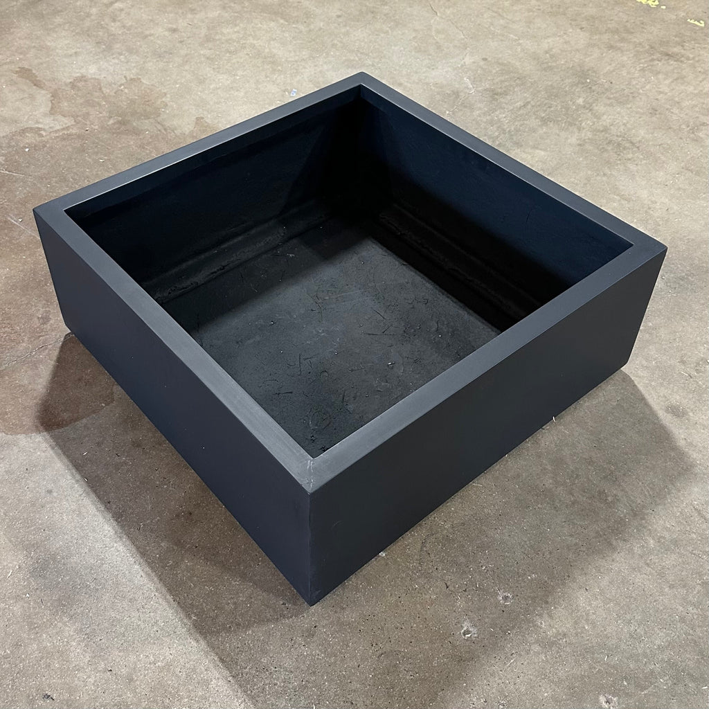 Dharti Low Profile Fiberglass Cube Planter - Modern Block Planter, Garden Bed Square (30" L x 30" W x 12" H)