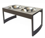 Indus Steel Double Diner - Modern Architectural Heavy Duty Elevated Dog Bowl Feeder (XS 4.5" Tall / 12" Large Dog)