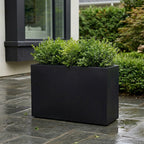 Julian Large Rectangle Planter - Architectural Fiberglass w/ Steel Reinforcement - Long Block w/ Drainage, Indoor / Outdoor (30" L x 12" W x 24" H)