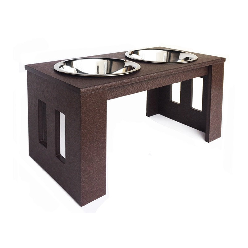 Juniper Outdoor Dog Diner - Modern Architectural Weatherproof Elevated Dog Feeder (7" Tall)