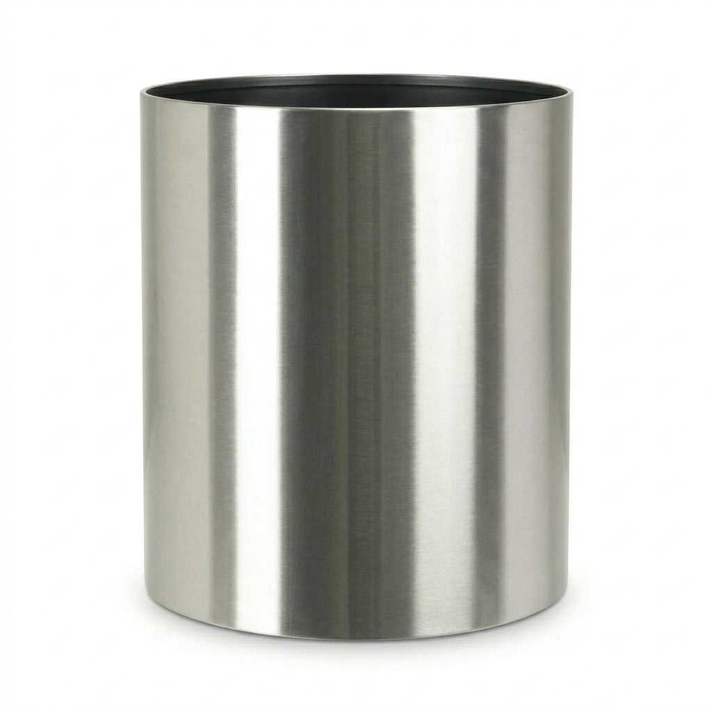 Knox Cylinder Planter - Modern Stainless Steel (18/8 Heavy Duty) Surface-Safe, Indoor / Outdoor (12" / 18" / 24" Large)