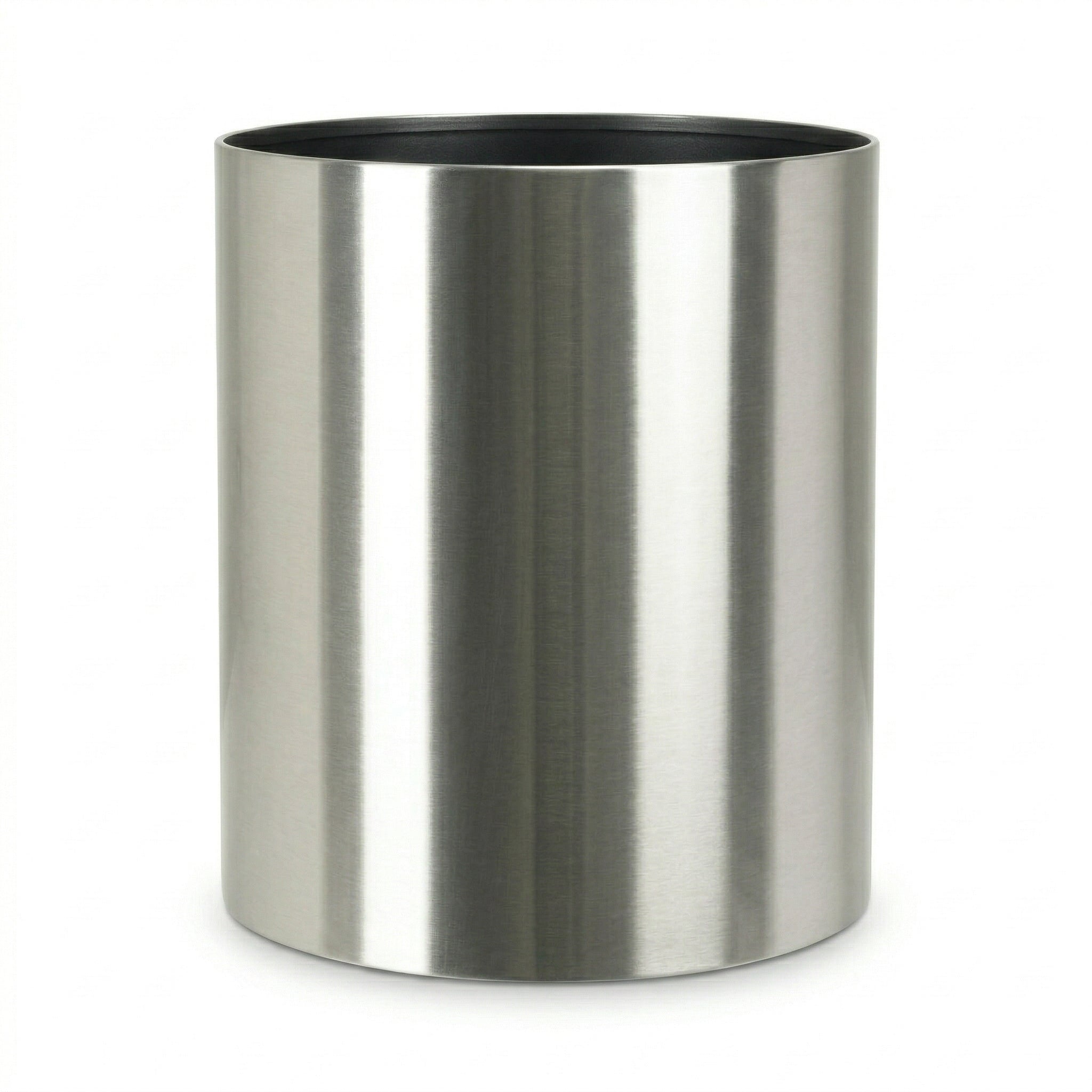 Knox Cylinder Planter - Modern Stainless Steel (18/8 Heavy Duty) Surface-Safe, Indoor / Outdoor (12" / 18" / 24" Large)