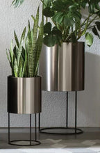 White Knox Cylinder Raised Planter - Modern Minimalist, Architectural w/ Waterproof Steel Pot w/ Iron Stand, Indoor / Outdoor (21.5" / 33" Tall)