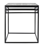 Lang Patio Table - Modern Architectural Tile Top, Steel Frame (16" x 16" x 19" Tall)