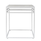 Lang Patio Table - Modern Architectural Tile Top, Steel Frame (16" x 16" x 19" Tall)