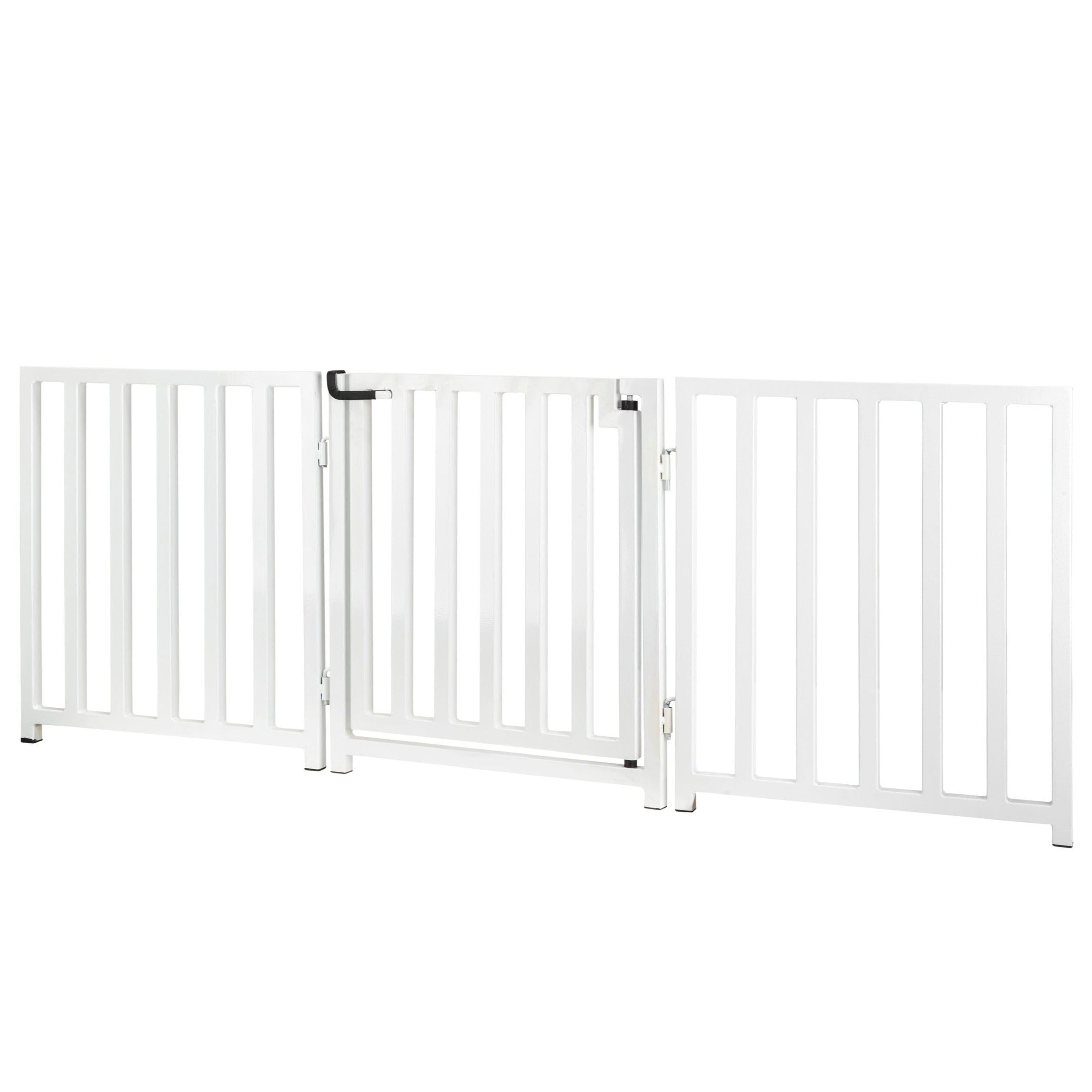 Libro Freestanding All-Weather Steel Dog Gate w/ Door (23" - 70" Extra Wide) Modern Pet Fence, Adjustable Indoor / Outdoor, 24" Tall Small Dog