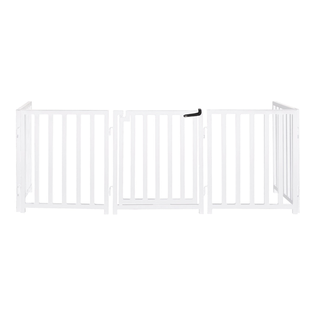 Libro Extra Wide Steel Freestanding (24" H) Dog Gate w/ Door (70" - 117" W) Weather Resistant Outdoor / Indoor Dog Fence - Small Dog