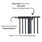 Libro Steel Outdoor Dog Gate w/ Door (28.5" - 61.5" Extra Wide) Modern 32" Tall Deck Gate, Easy Pressure Mounted (No Drill)