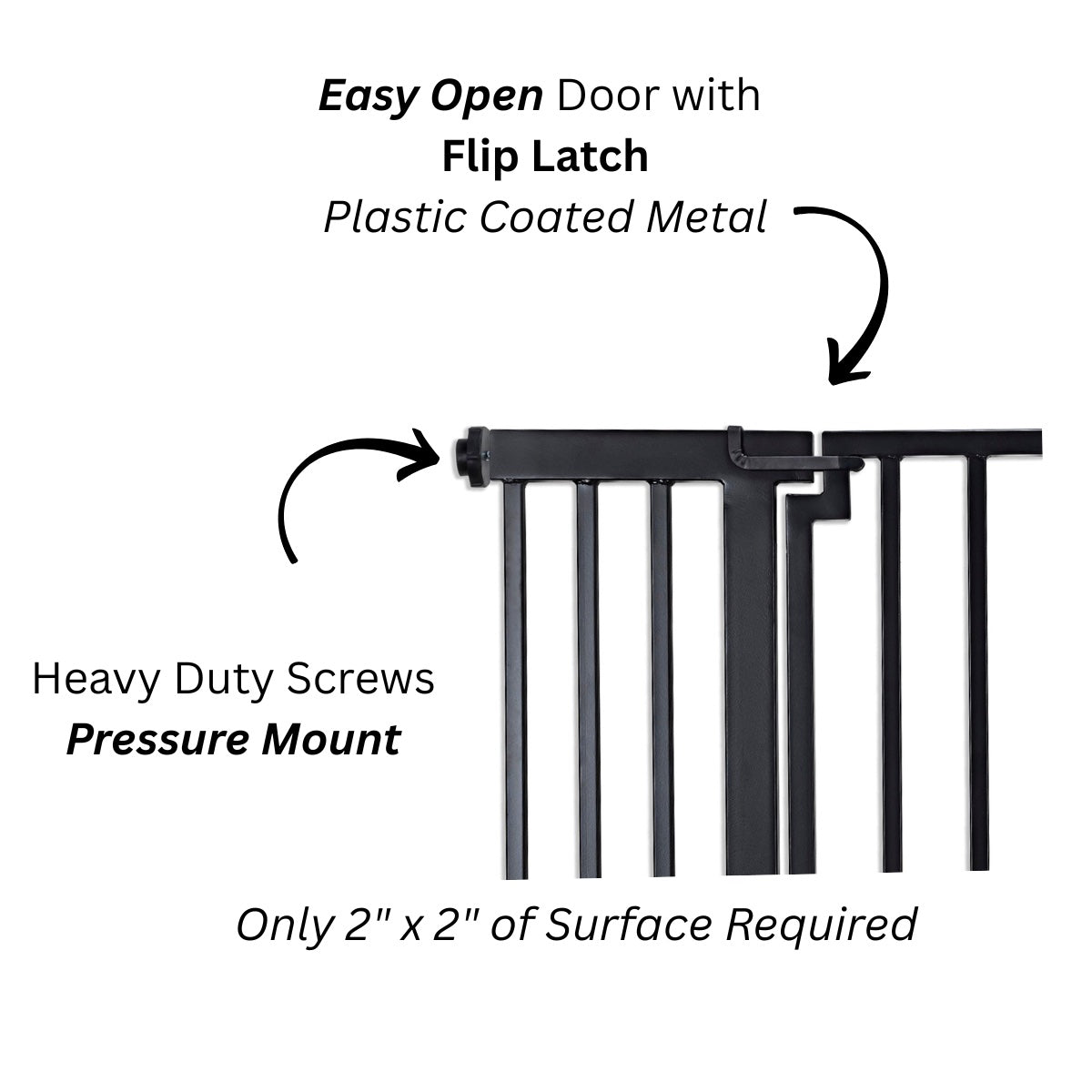 Libro Steel Outdoor Dog Gate w/ Door (28.5" - 61.5" Extra Wide) Modern 32" Tall Deck Gate, Easy Pressure Mounted (No Drill)