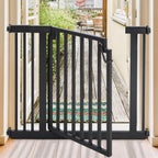 Libro Steel Outdoor Dog Gate w/ Door (28.5" - 61.5" Extra Wide) Modern 32" Tall Deck Gate, Easy Pressure Mounted (No Drill)