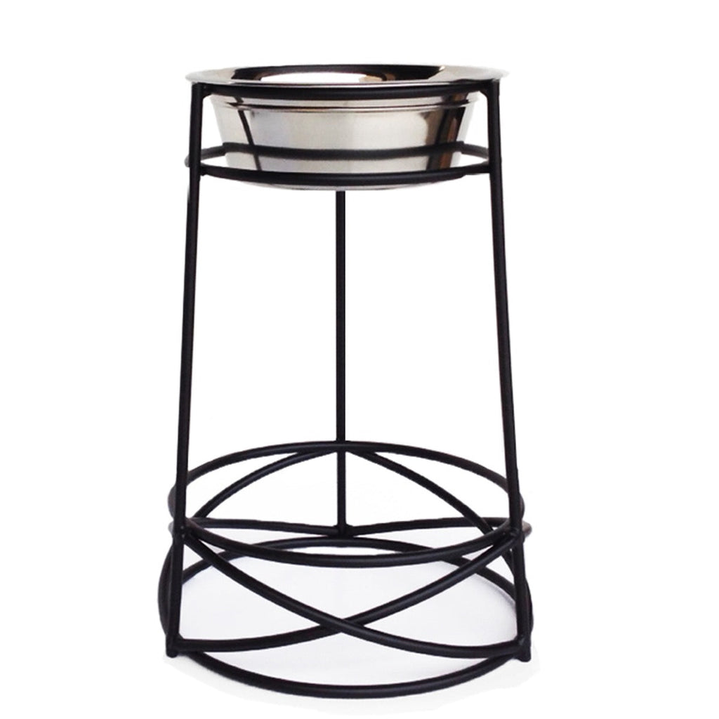 Mesh Single Diner XL - Large Dog, Contemporary Wrought Iron Elevated Dog Bowl Stand (15", 18" Tall)
