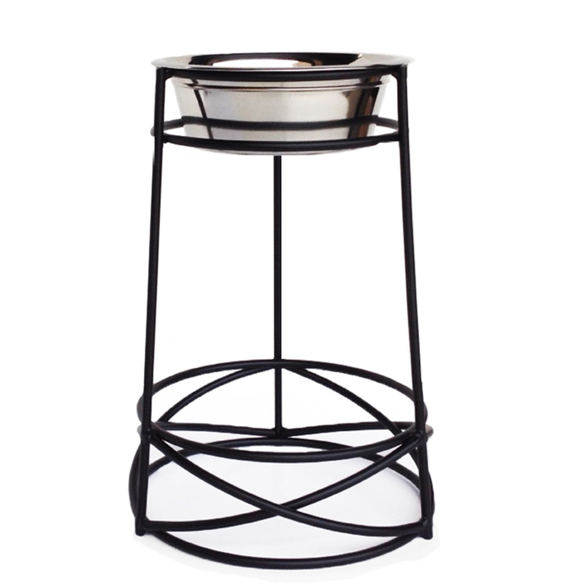 Mesh Single Diner XL - Large Dog, Contemporary Wrought Iron Elevated Dog Bowl Stand (15", 18" Tall)