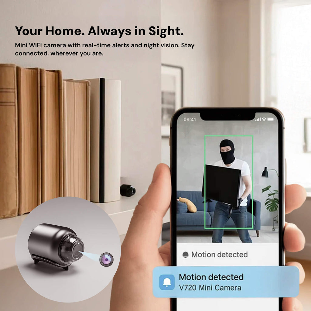 Mini Wireless Indoor Camera with 1080p Video and Infrared Night Vision
