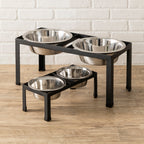 Pilsen Double Diner - Modern Outdoor / Indoor Metal Elevated Dog Bowl Stand ( 5" Small, 10" Large Dog)