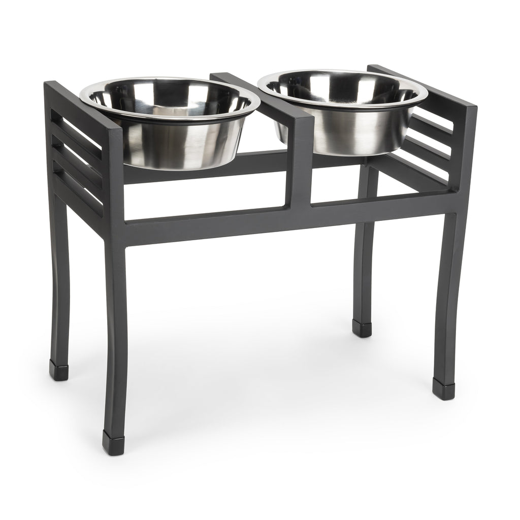 Moretti Double Diner - Modern, Architectural Elevated Metal Dog Bowl Stand (5.5"/ 12" / 18" Tall)