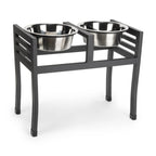 Moretti Double Diner - Modern, Architectural Elevated Metal Dog Bowl Stand (5.5"/ 12" / 18" Tall)