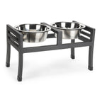 Moretti Double Diner - Modern, Architectural Elevated Metal Dog Bowl Stand (5.5"/ 12" / 18" Tall)
