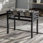 Moretti Double Diner 18" XL - Large Breed, Modern Architectural Elevated Dog Bowls w/ Metal Stand / Stainless Steel (18" Tall)
