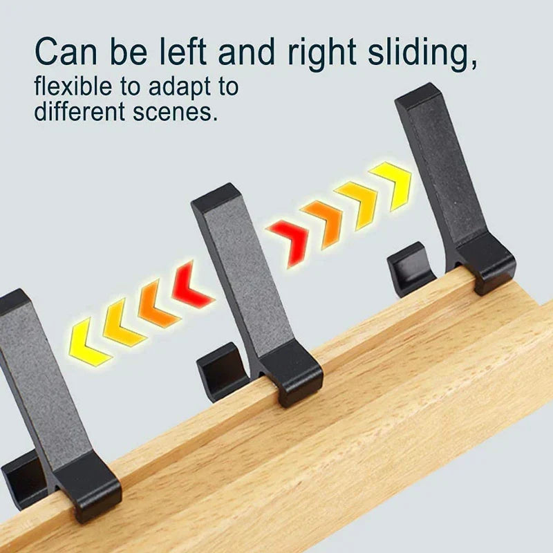 Wall coat rack with double hooks made of Nordic rubber wood and aluminum