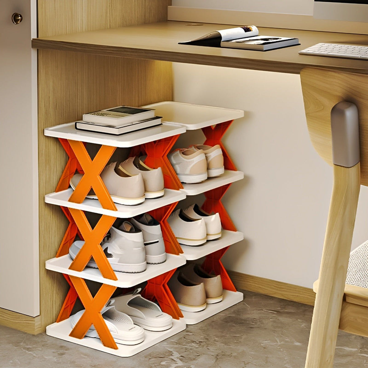 FlexiStack Shoe Rack – Foldable Multiple Shoe Organizer for Small Spaces