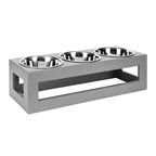 Porchside Triple Diner - Modern Weatherproof 3 Bowl Elevated Dog Feeder (7" Tall, Medium - Large Dog)