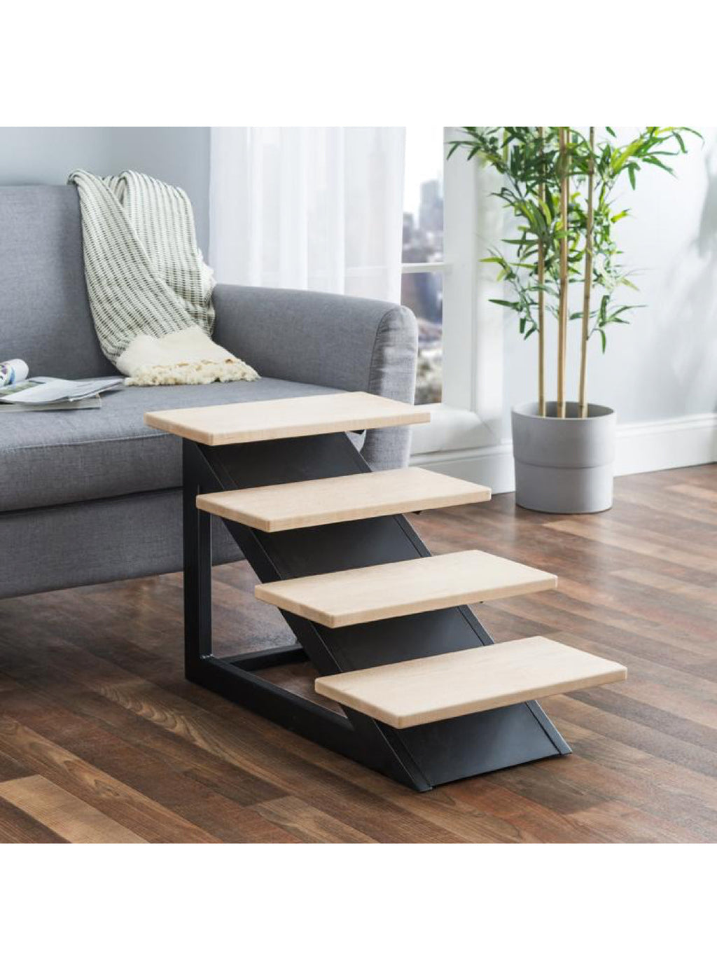 Loft Pet Steps - Modern Metal / Hardwood Dog Stairs, No Slip Steps 19" Tall, Large Dog to 180 lbs