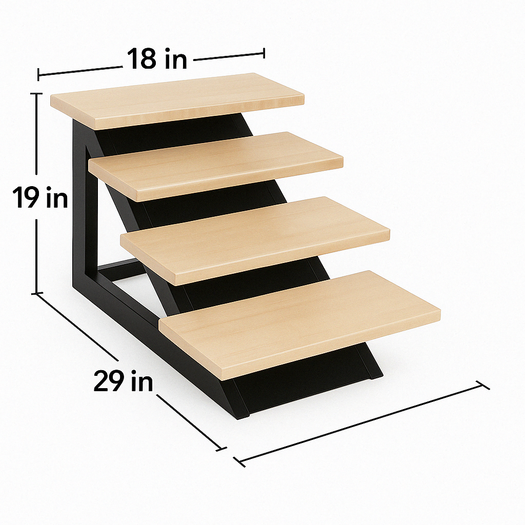 Loft Pet Steps - Modern Metal / Hardwood Dog Stairs, No Slip Steps 19" Tall, Large Dog to 180 lbs